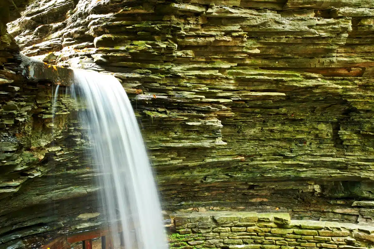 Watkins Glen State Park 5 Water cascading through the narrow gorge past ancient rock formations at Watkins Glen